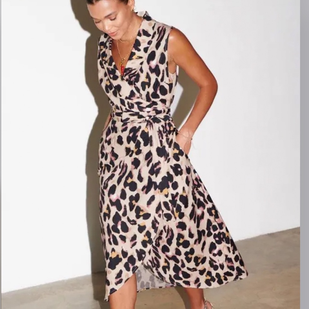 NEVER FULLY DRESSED linen brooklyn dress. Leopard print. Size US 6